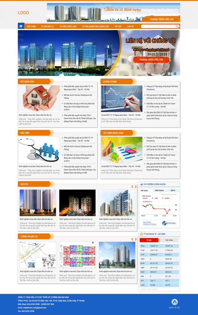 Mẫu website giới thiệu công ty đầu tư tài chính, bất động sản, xây dựng